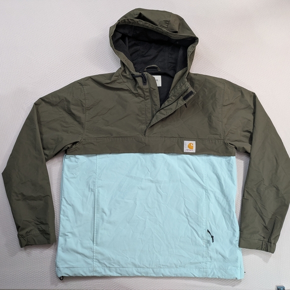 Carhartt WIP Nimbus 2 Tone Pullover Jacket Cypress/Soft Aloe size L Workwear - Picture 1 of 9